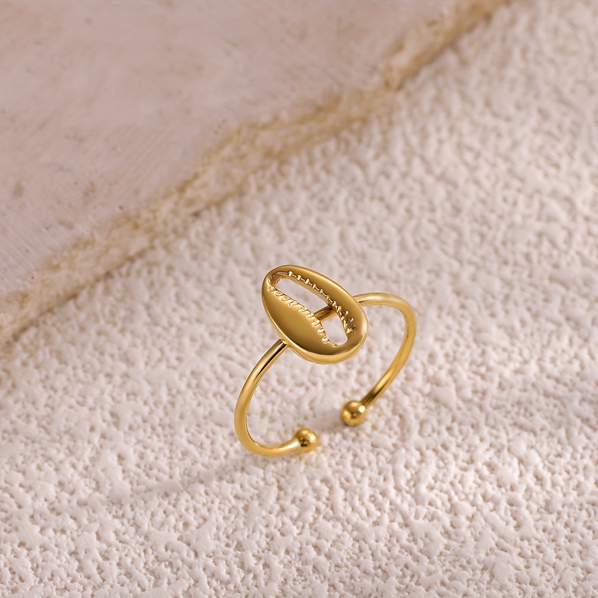 Fashionable Tooth Shell Open Stainless Steel Ring